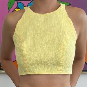 Vintage Yellow Scallop Crop Top